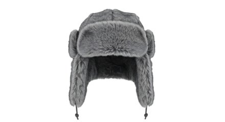 Warm Gray Faux Fur Trapper Hat Winter Accessory