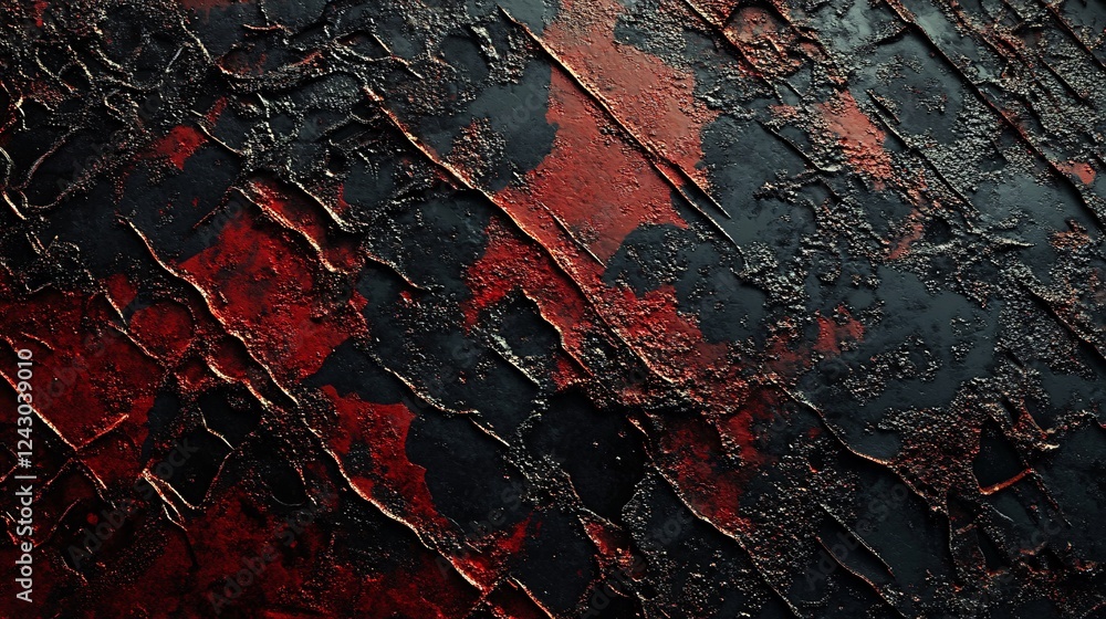 Poster abstract red and black grunge background texture showing distressed metal surface