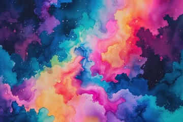 Obraz premium Dreamy Watercolor Gradient Background with Bright Retro 80s and 90s Neon Color Palette