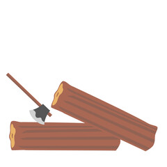 Axe on Tree Stump Illustration