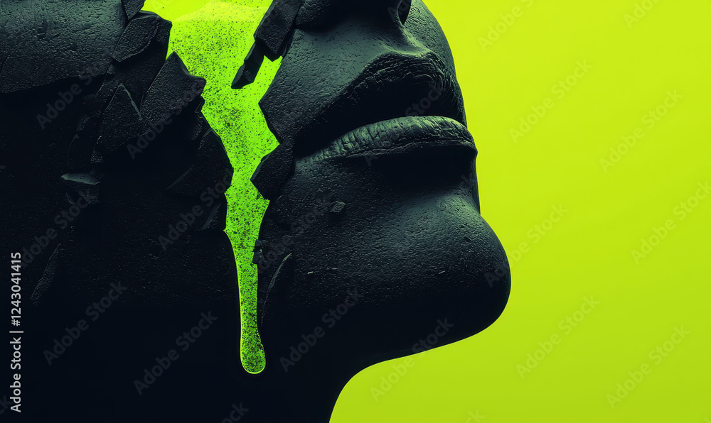 Poster surreal abstract art with neon accents: exploring texture and expression in modern artistic design