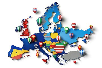 Europe Map with Country Flags