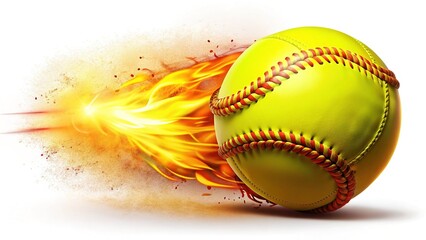 Fast Flaming Yellow Softball Throw Pitch Transparent Background