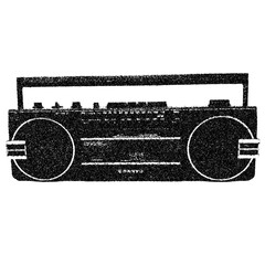 Trendy halftone stipple element with photocopy effect. Retro musical receiver, vintage radio...