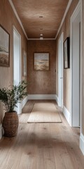 Elegant hallway design modern home interior cozy atmosphere wide angle serenity