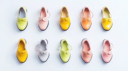 Colorful Pastel Baby Shoes Flatlay