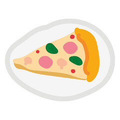 Slice of pizza doodle sticker design element