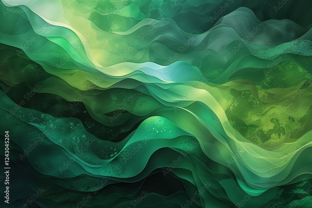 Poster vibrant green ombre abstract background with layered textured design and dynamic color gradients