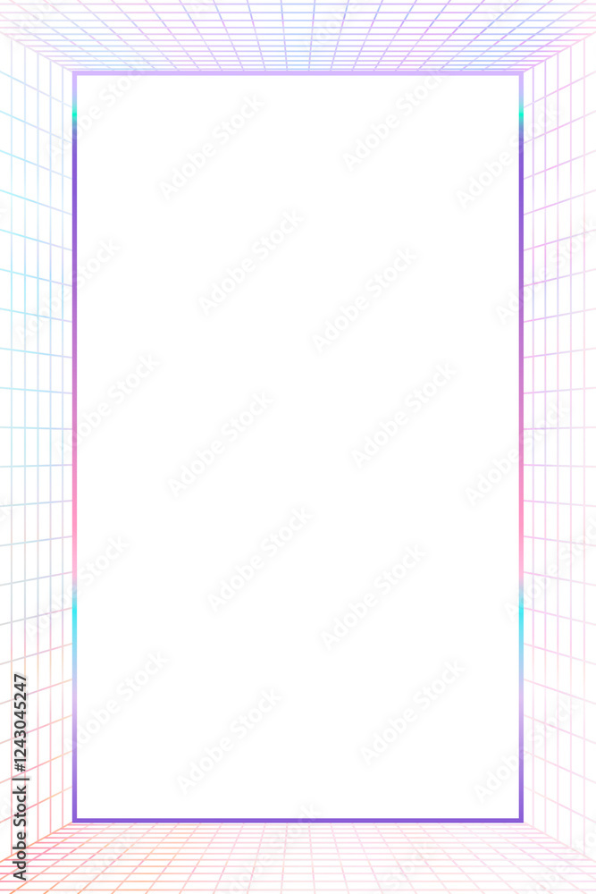 Poster pastel 3d png grid patterned frame transparent background