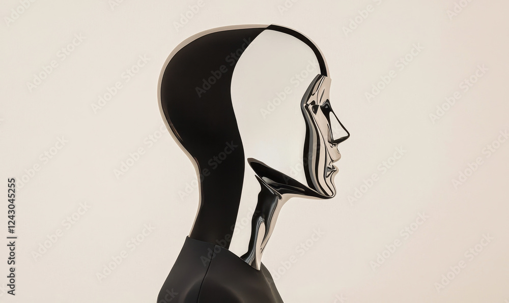 Poster futuristic robotic head: a modern abstract representation of technology and innovation in a minimali