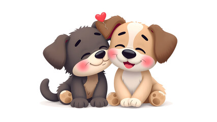 Fototapeta premium Pet love in 3d style on white background. Vector illustration. Generative AI