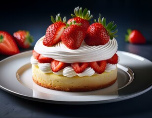 美味しそうな苺のショートケーキの高画質画像