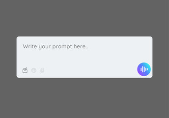 prompt search bar for AI artificial intelligence large language model user interface design voice search button engineering prompts
