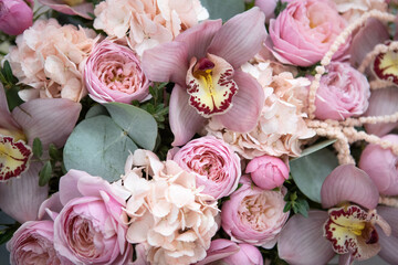 large orchid buds in an expensive bouquet.