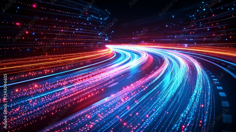 Poster abstract fractal background with a digital hi-tech concept featuring glowing particles, set in a fut