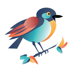 Cute Simple Bird Vector Illustration