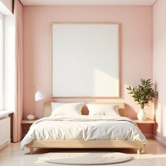 Pastel Bedroom Mockup - 3D Render