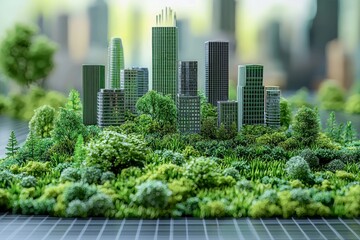 Fototapeta premium Green Building Practices in Eco-Friendly Construction: Digital Innovations in Architectural Blueprints