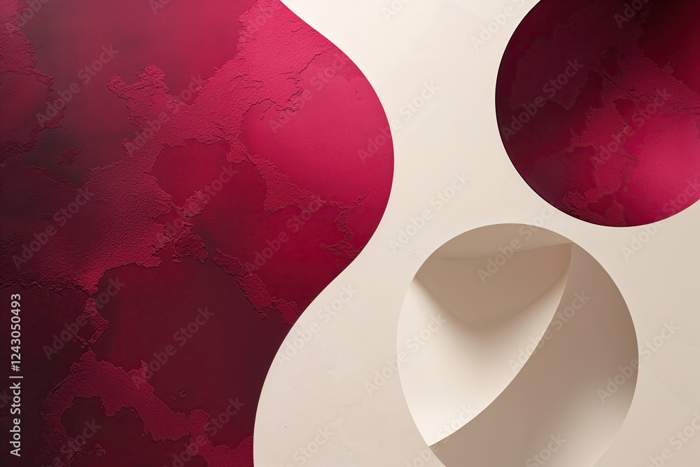 Poster ruby and ivory gradient texture in bold abstract art design