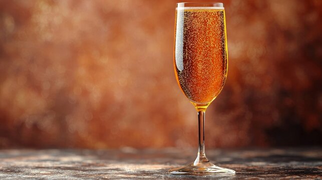 Against a golden backdrop, a sparkling glass of champagne is a perfect addition to celebrations and special occasions