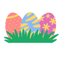 Colorful Easter Eggs in Grass