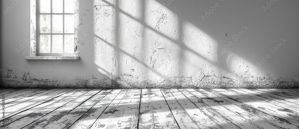 Aufkleber a perspective from an art gallery showing an empty white wall with spotlighting, suitable for a copy