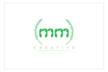 MM letters eco logo with leaf. Fresh nature and healthy leaf logo design.
