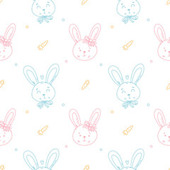 seamless pattern with bunnies and carrots