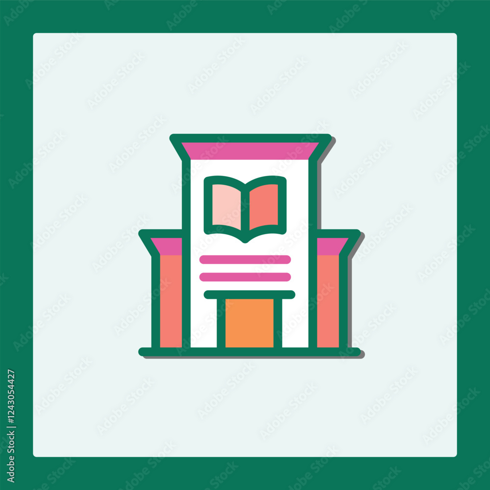 Poster vibrant library building icon library for web and app design