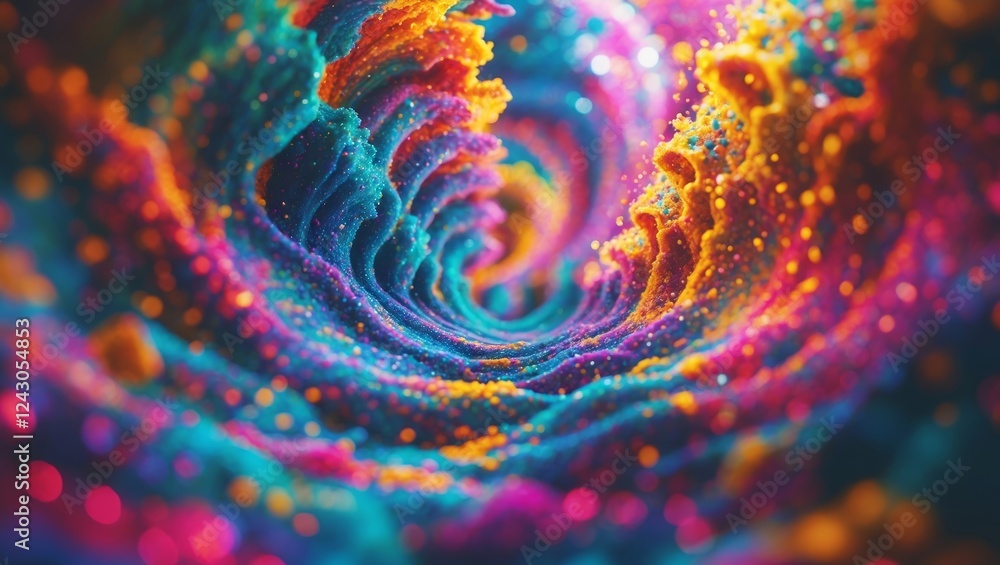 Poster vibrant swirl of colors creating a mesmerizing abstract pattern in a digital landscape