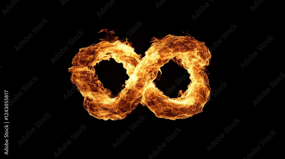 Poster a fireball swirling around itself, creating an infinity-like pattern of flames.