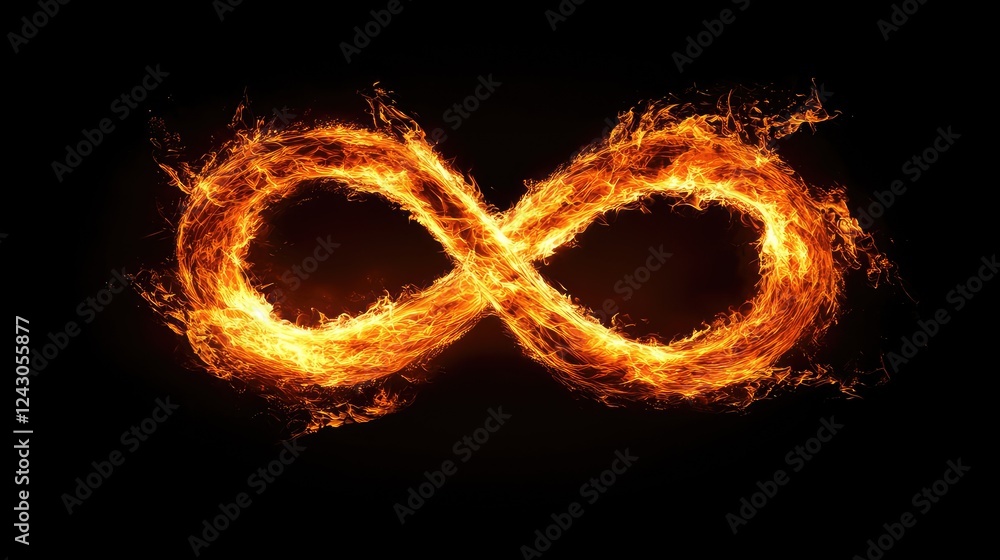 Poster a fireball swirling around itself, creating an infinity-like pattern of flames.