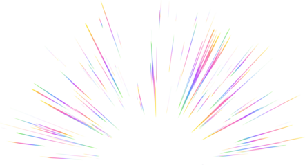 Burst with rainbow light prism effect. Halo flare sparkles of crystal. Radial holographic color explosion. Comic speed lines glare beams with sparks and neon reflection.