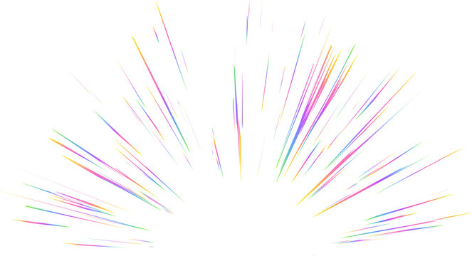 Burst with rainbow light prism effect. Halo flare sparkles of crystal. Radial holographic color explosion. Comic speed lines glare beams with sparks and neon reflection. - Powered by Adobe