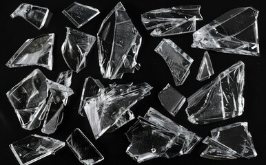 Shattered Glass Fragments On Dark Background Using Texture Elements With Light And Shadow Effects For Creative Design Ideas With High Resolution Photography Visual Art And Graphics Composition Ideas