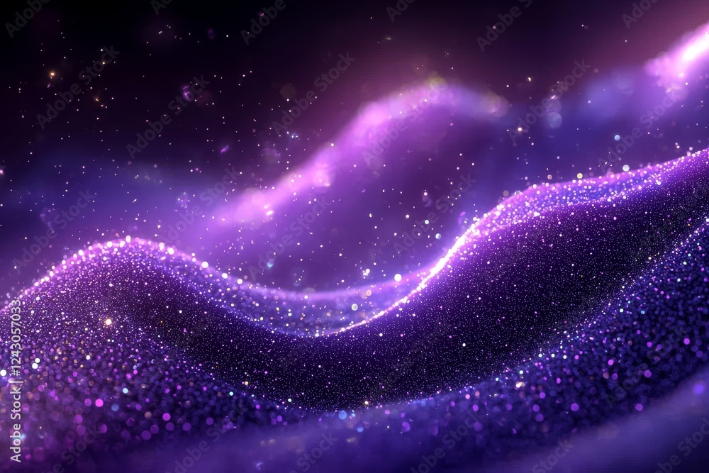 Poster abstract design featuring a background of wavering particles with flowing dots and waves, ideal for 