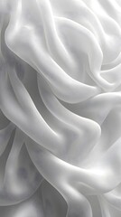 A soft and elegant abstract texture featuring flowing, translucent white fabric waves. The image evokes a sense of calmness and sophistication, ideal for contemporary design.