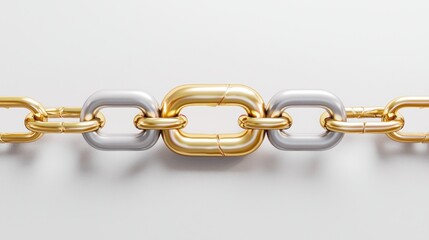 Obraz premium Gold and Silver Chain Links on White Background