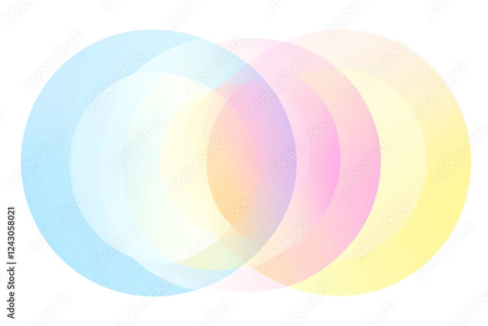 Poster soft pastel circles blend together creating a serene and calming abstract design ideal for modern de