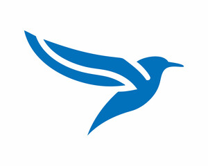 Stylish Blue Bird in Flight, Perfect for Branding