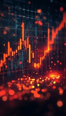 Stock Market Uptrend Financial Data Chart with Bokeh City Lights, Red and Orange Palette 16 9