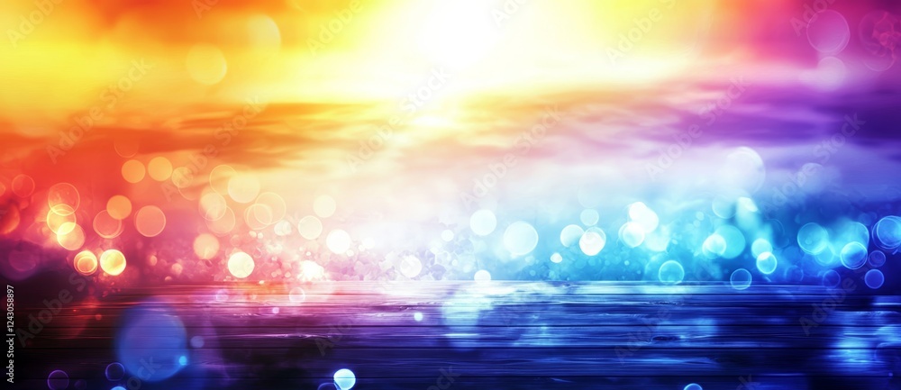 Poster blurred backdrop of colorful lights provides a canvas with text space