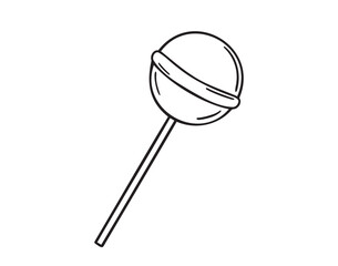 Lollipop sweet candy or lollipop on a stick doodle hand drawn icon. Outline drawing lollipop line clipart symbol
