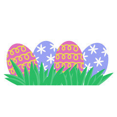 Colorful Easter Eggs in Grass