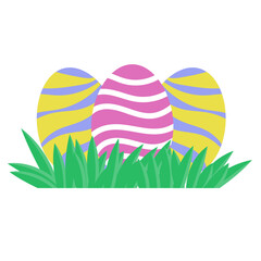 Colorful Easter Eggs in Grass