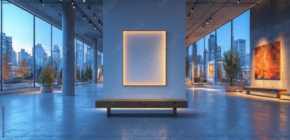 Poster a minimalist gallery adorned with an isolated empty frame