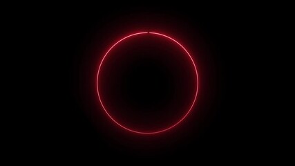 Glowing neon line circle shape, double red neon animated line, Stylish neon circle frame, neon circle shape icon transparent background