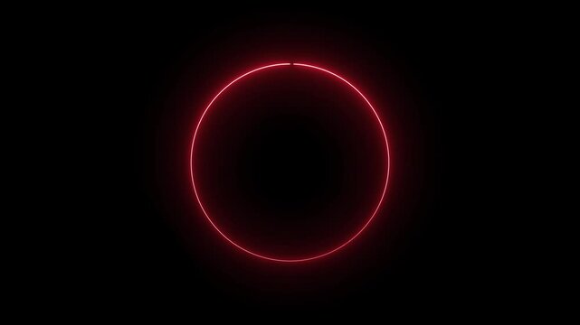 Glowing neon line circle shape, double red neon animated line, Stylish neon circle frame, neon circle shape icon transparent background