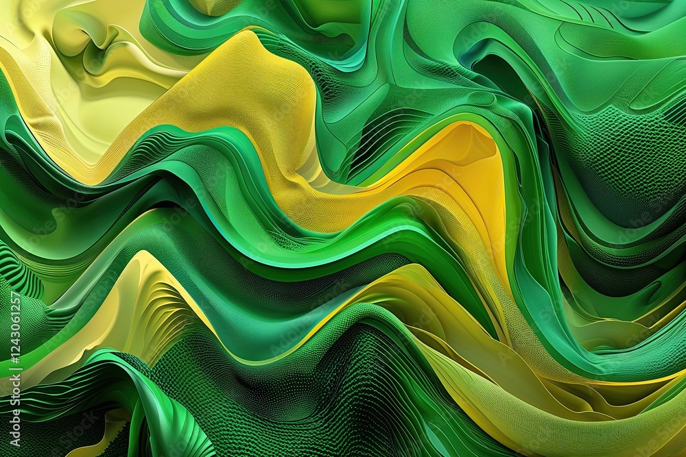 Poster vibrant green and yellow abstract background with dynamic textured interplay