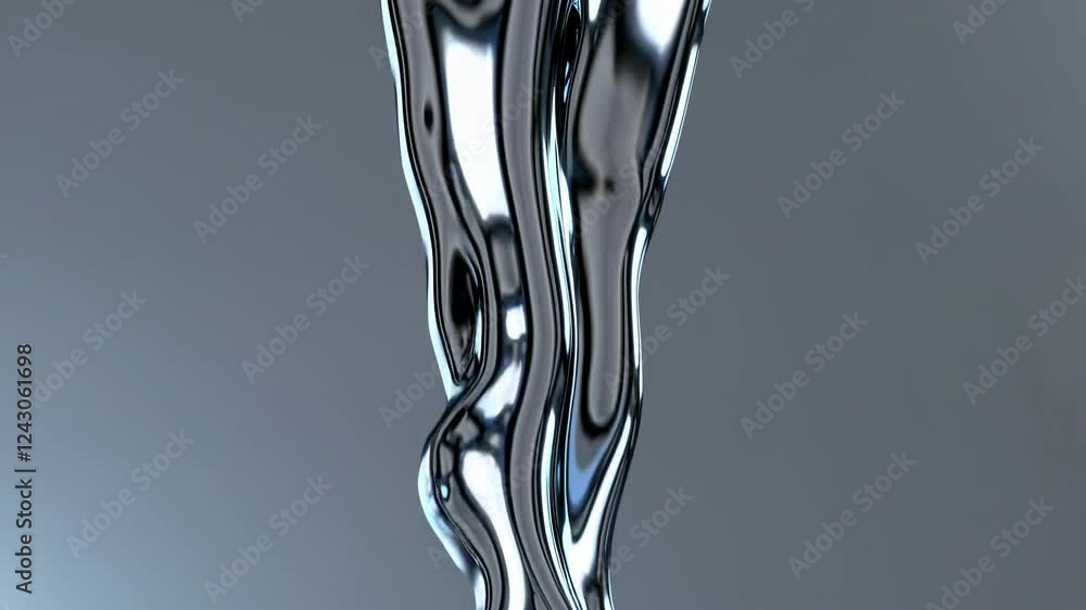 Poster abstract metallic shape flowing gracefully in a minimalist environment